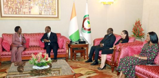 Coopération Côte d’Ivoire–OIF : le Président Alassane Ouattara échange avec Louise Mushikiwabo à Abidjan